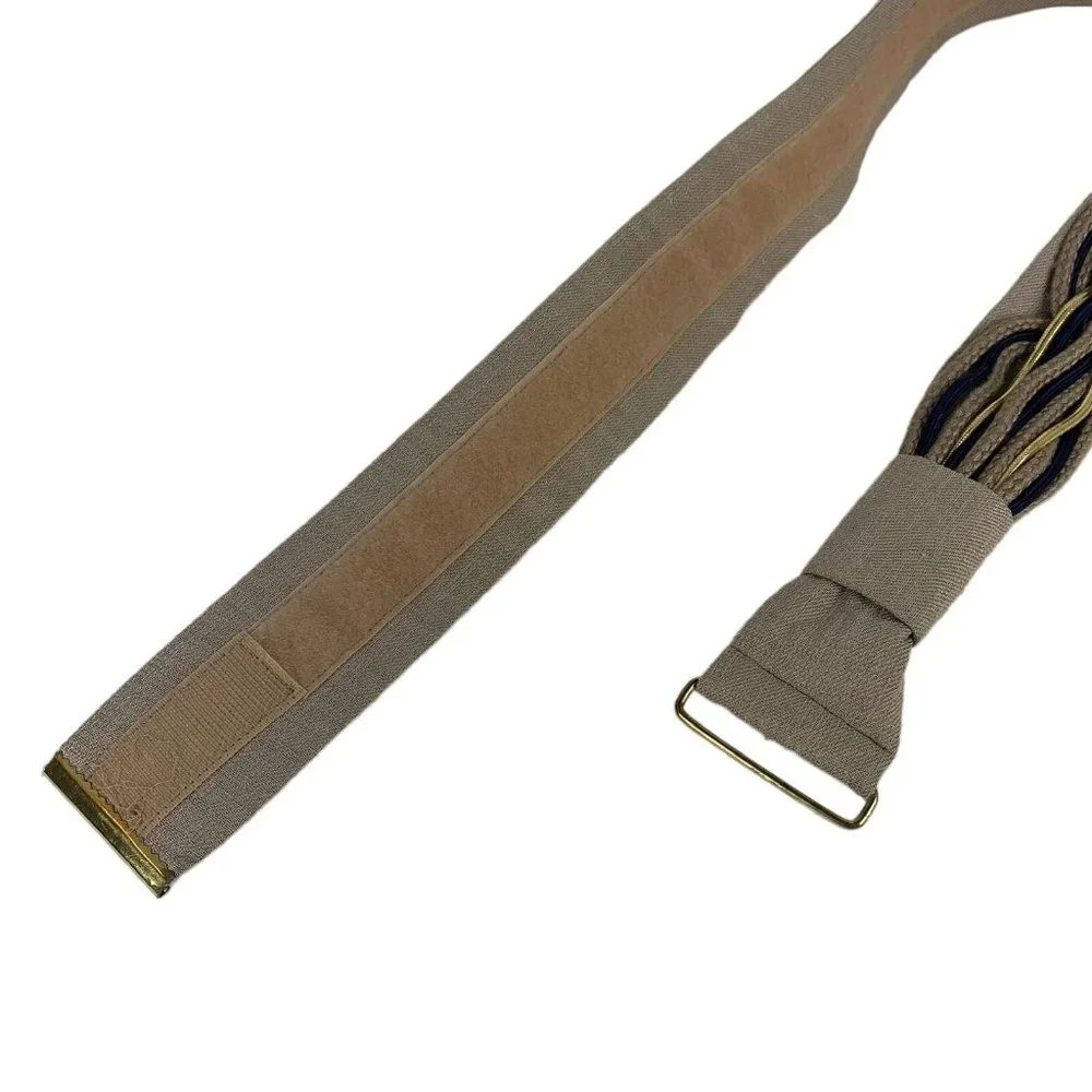 Rebecca's Vintage Fabric Belt Knotted Rope Cord Hook & Loop Closure Taupe S-L‎